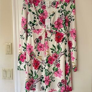 Lilly Pulitzer Pink and Green Floral Long Sleeve Dress